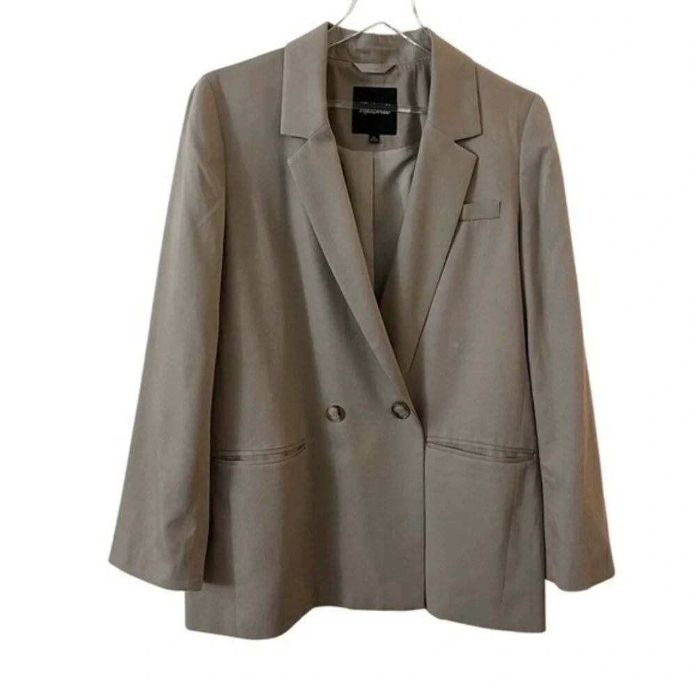 Madewell Double Breasted Caldwell Blazer Jacket Tan Beige Tencel Blend XL